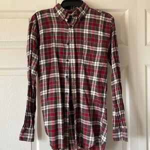 Vintage brown and red plaid flannel shirt